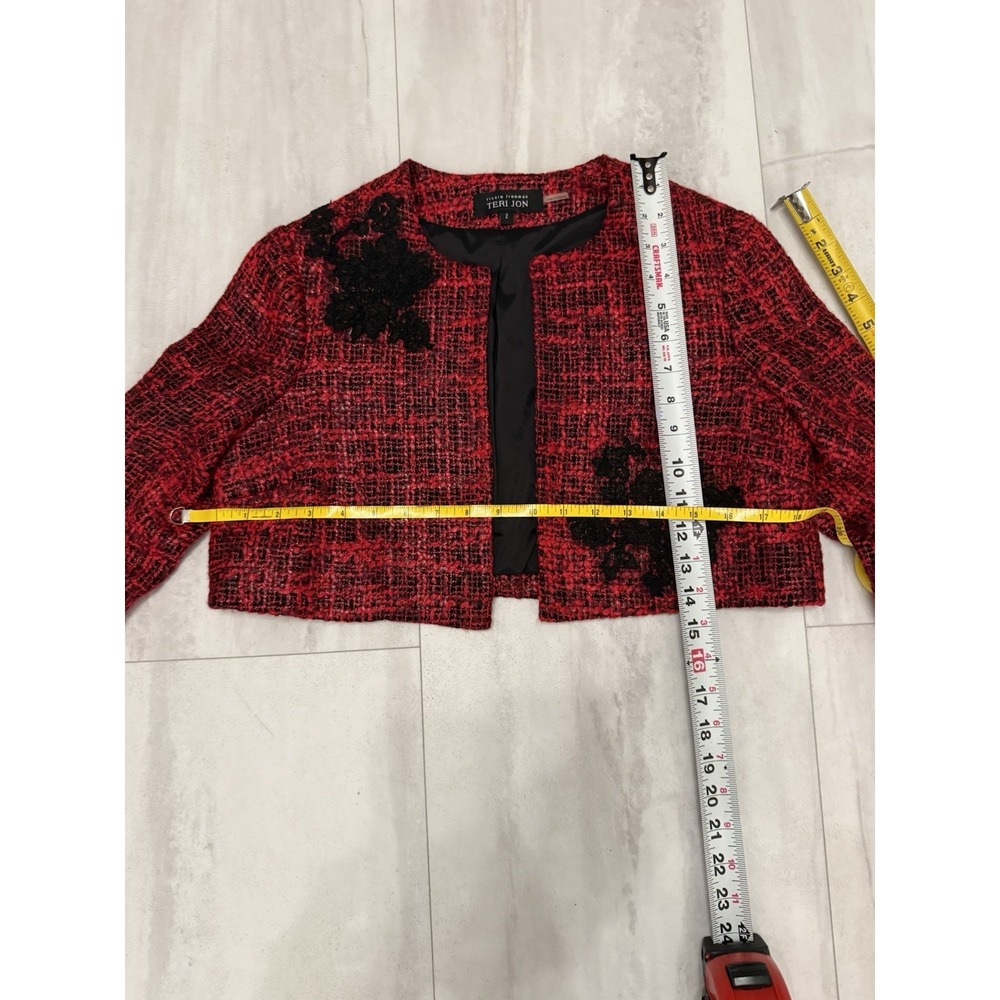 Teri Jon Wool Tweed Pattern Bolero Jacket And Dress Size 2 - Picture 13 of 14